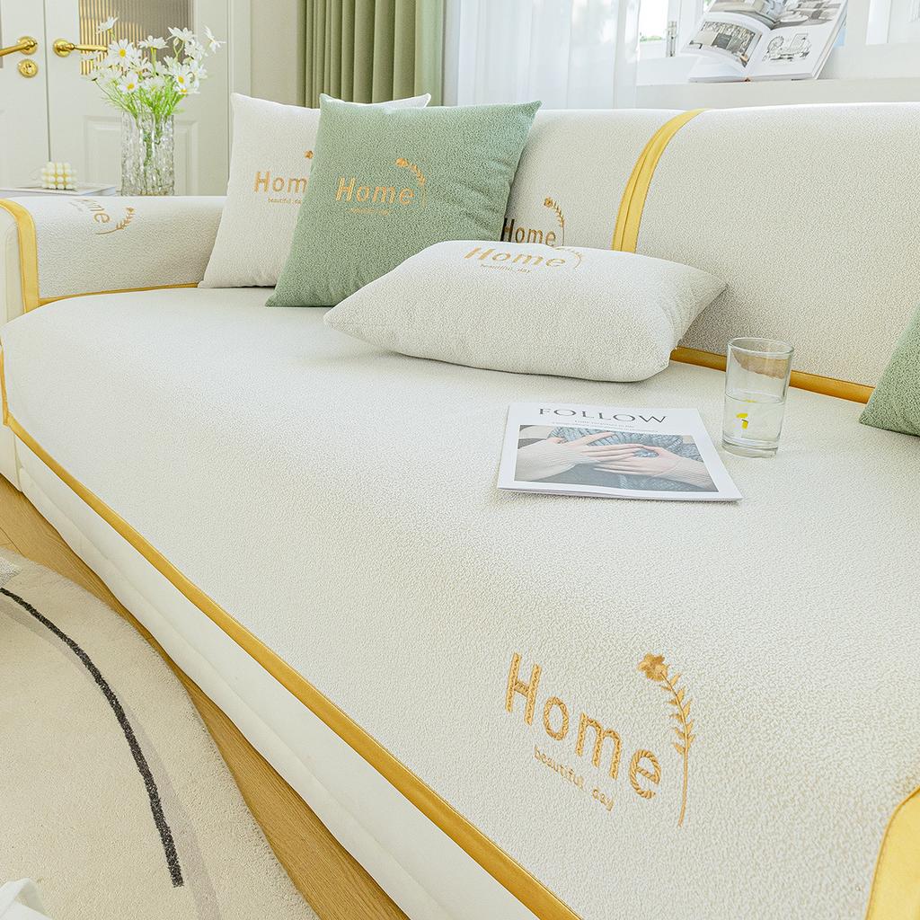 Cream Blizzard Neil Sofa Cushion Universal All Seasons Embroidery Letter Non-Slip Cushion Wear-Resistant Sofa Cover Cover