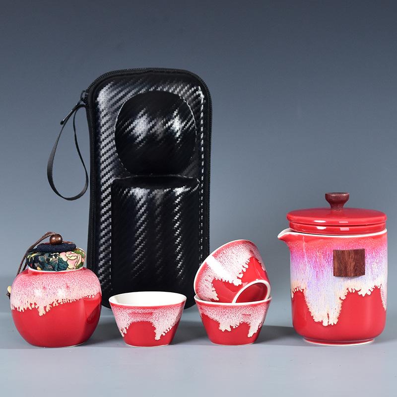 Ceramic gift travel outdoor portable travel tea set Kuaike cup storage tea cup tea can gift