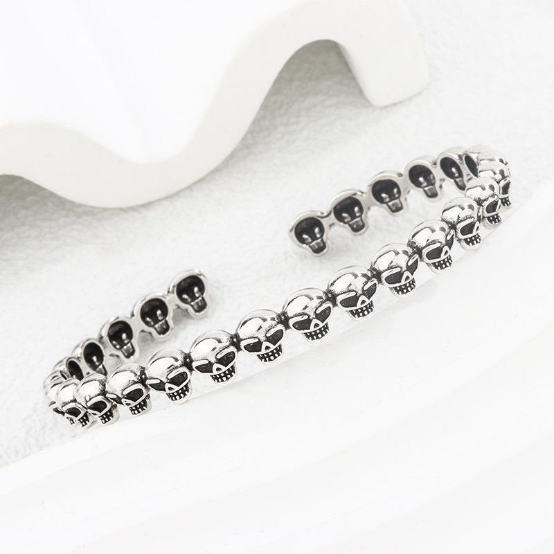 Exotic Simple Skeleton Bangle 925 Sterling Silver Retro Personalized Bone Exquisite Opening Bracelets TYB643
