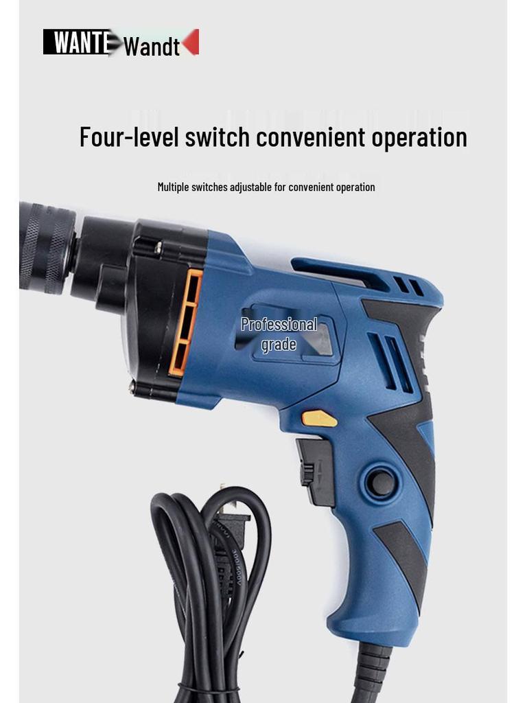 High-Power Multifunctional Electric Hand Drill and Screwdriver for Household Use