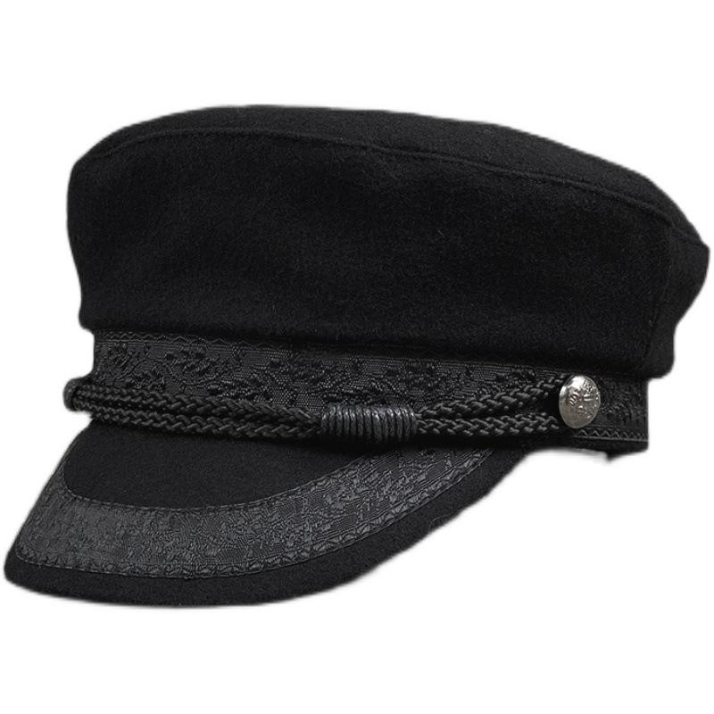 Adjustable Large Head Circumference Hat Men'S Woolen Hat Retro British Beret Women'S Flat Top Hat Large Size