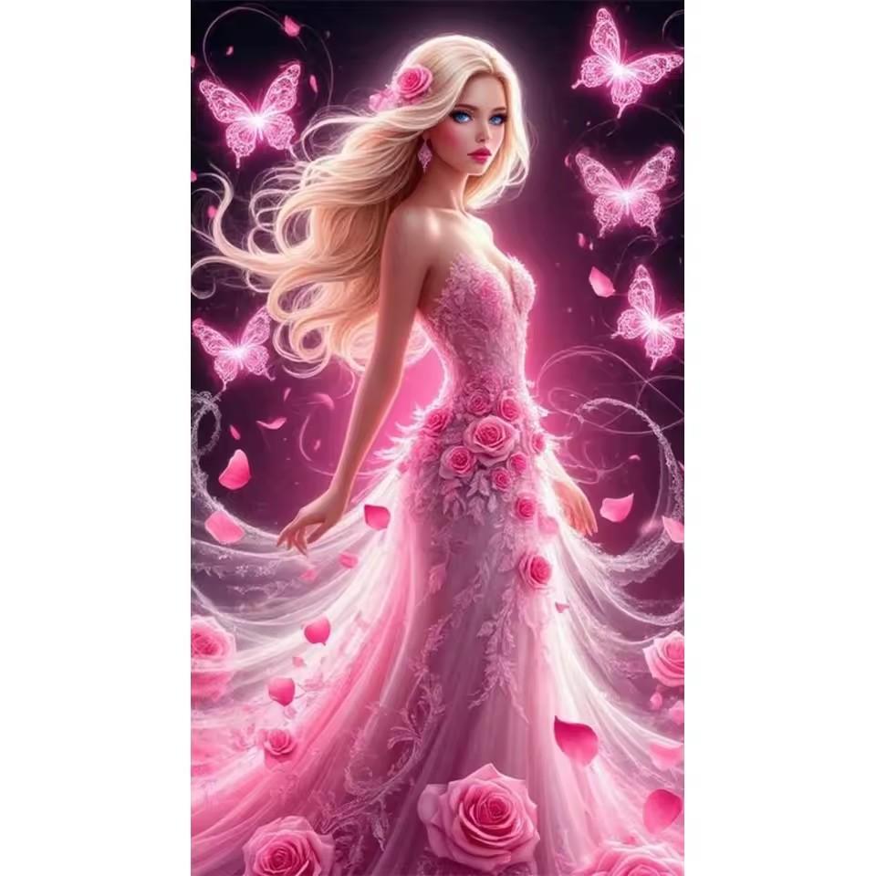 5D Diy Diamond Painting Long Dress Women Diamond Mosaic Flower Butterfly Rhinestone Art Cross Embroidery Large Home Decoration