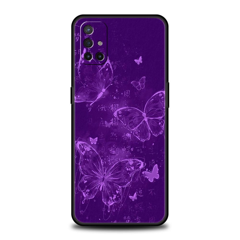 Phone Case For Oneplus 13R 12R 13 12 10T 10R Nord N100 N200 N10 10 9 9R 9RT CE 2 Z Pro 5G Soft TPU Cover Art Purple Butterfly