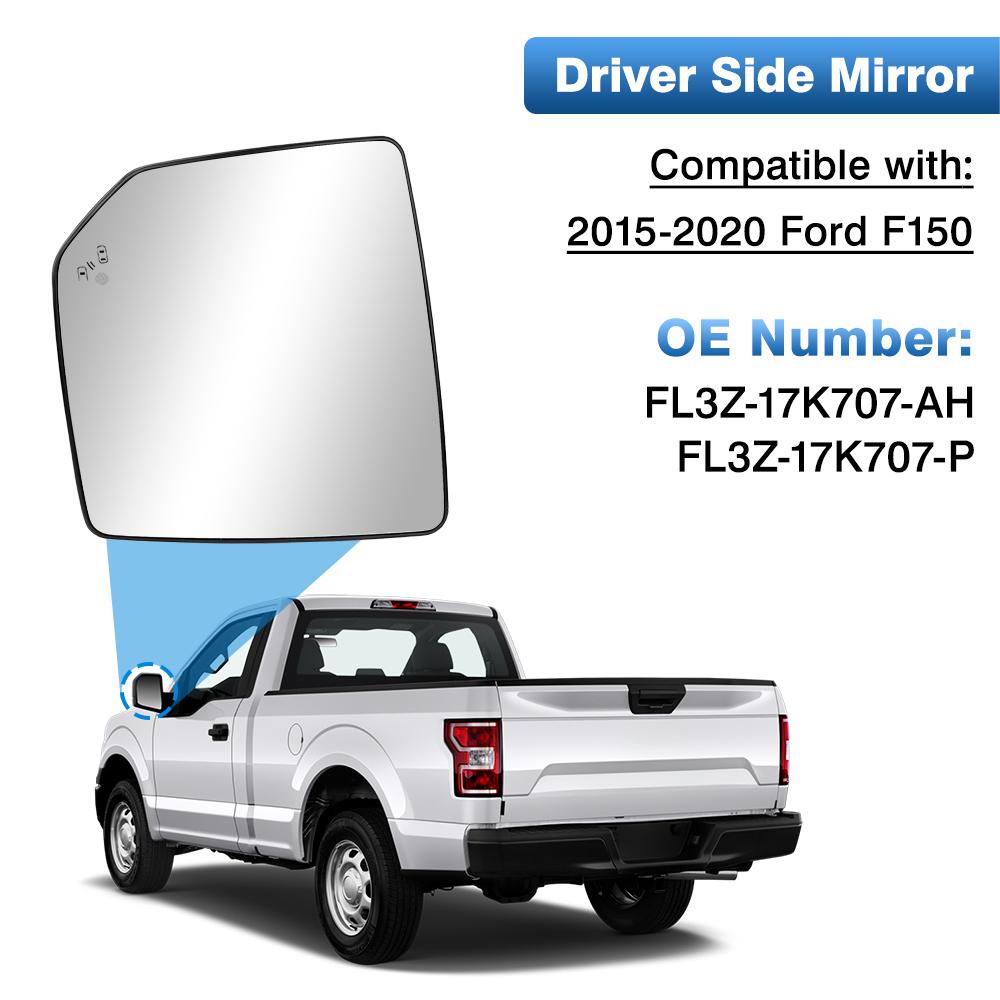 Heated Rearview Mirror Glass Blind Spot Side Mirror Glass Driver Left /Passenger Right for Ford F150 Pickup Truck 2015- Left Side Mirror