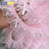 1 Yard Pink Bow Embroidery Lace Fabric Trim DIY Clothing Decoration Accessory 5CM Wide