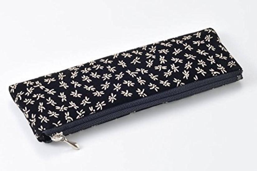 

pen prayer bead pouch with a Japanese Made in Zippered Ideal for storing prayer beads and Buddhist altar design and Inden-style case-style pattern.