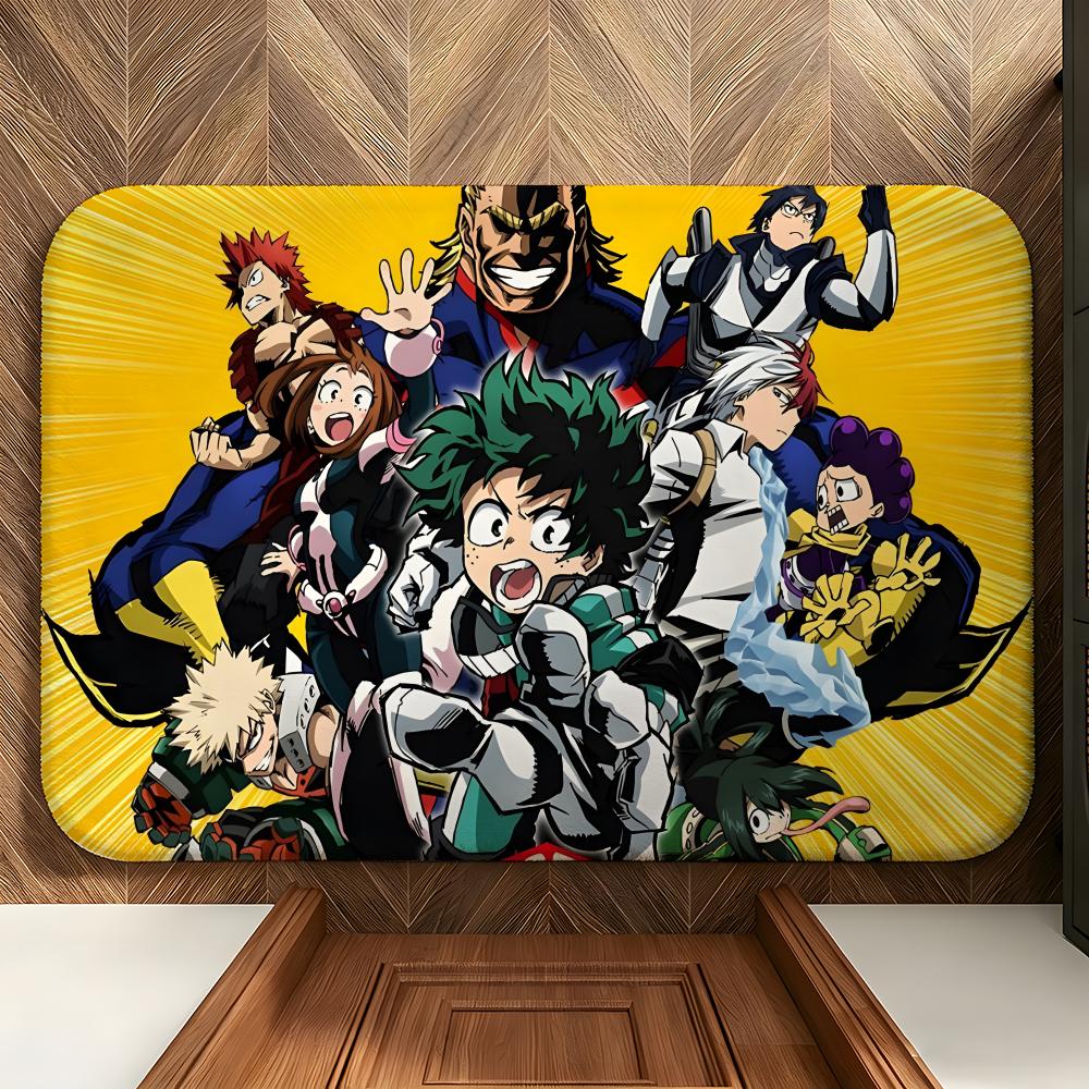 anime M-My Hero A-Academia Floor Mat Soft Flannel Floor Mat Suitable for Entryways, Living Rooms, Bedrooms, and Bathrooms