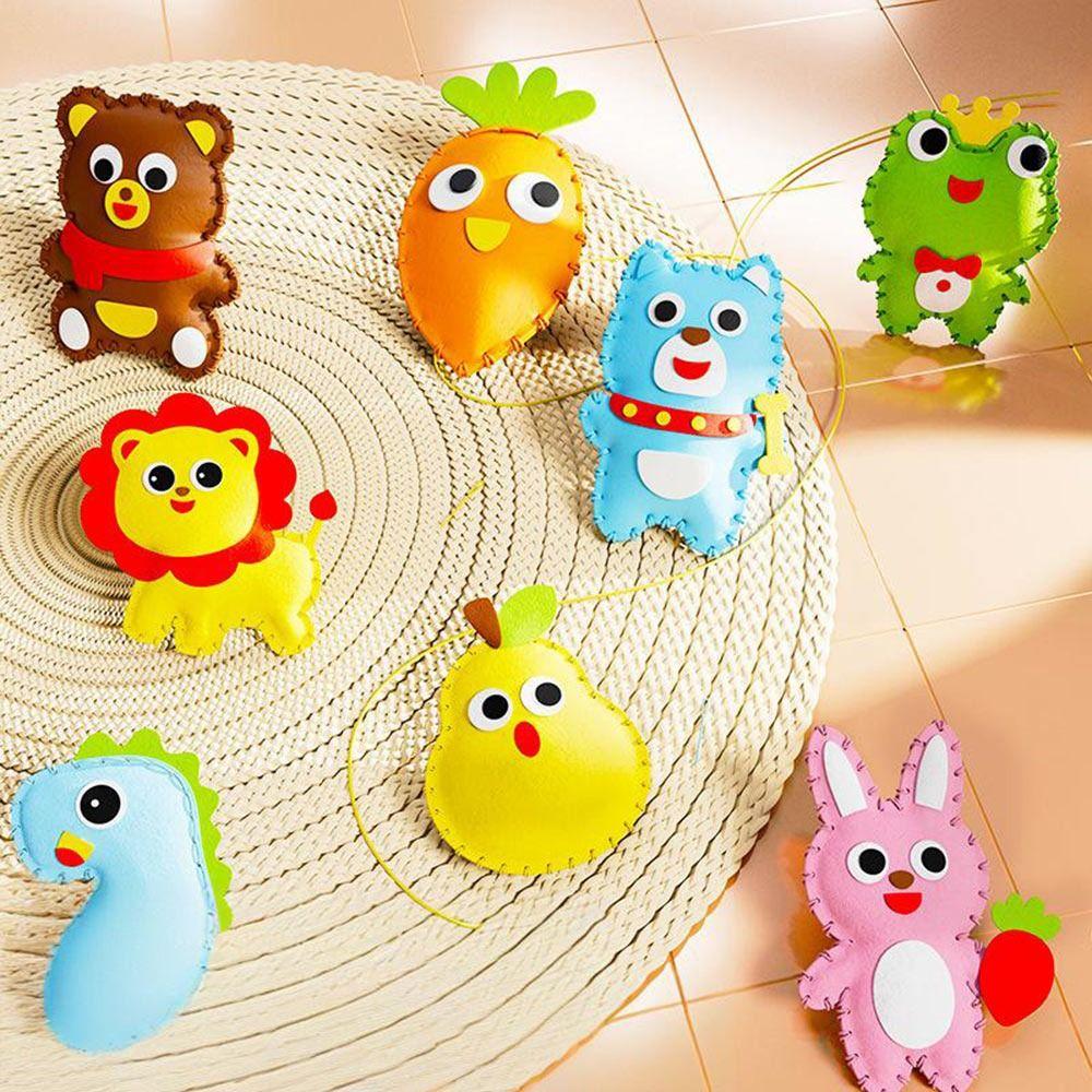 Hand-eye Coordination DIY Sewing Toy Multicolor Doll Sewing Material Kit Cartoon Animal Doll  Gift