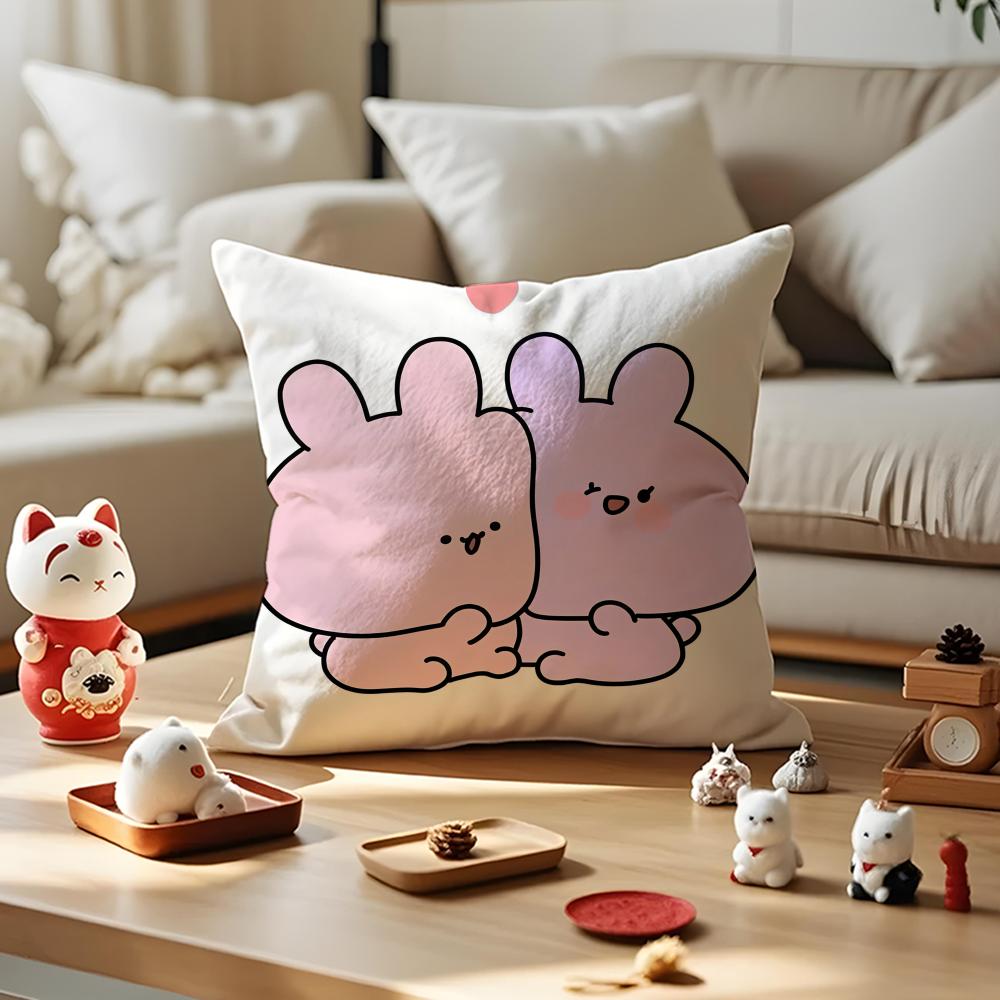 Asamimichaan Asleep Cute Asamimi Cushion Cover Silky Short Plush With Invisible Zipper Dustproof Sofa Pillow Case For Home Decor