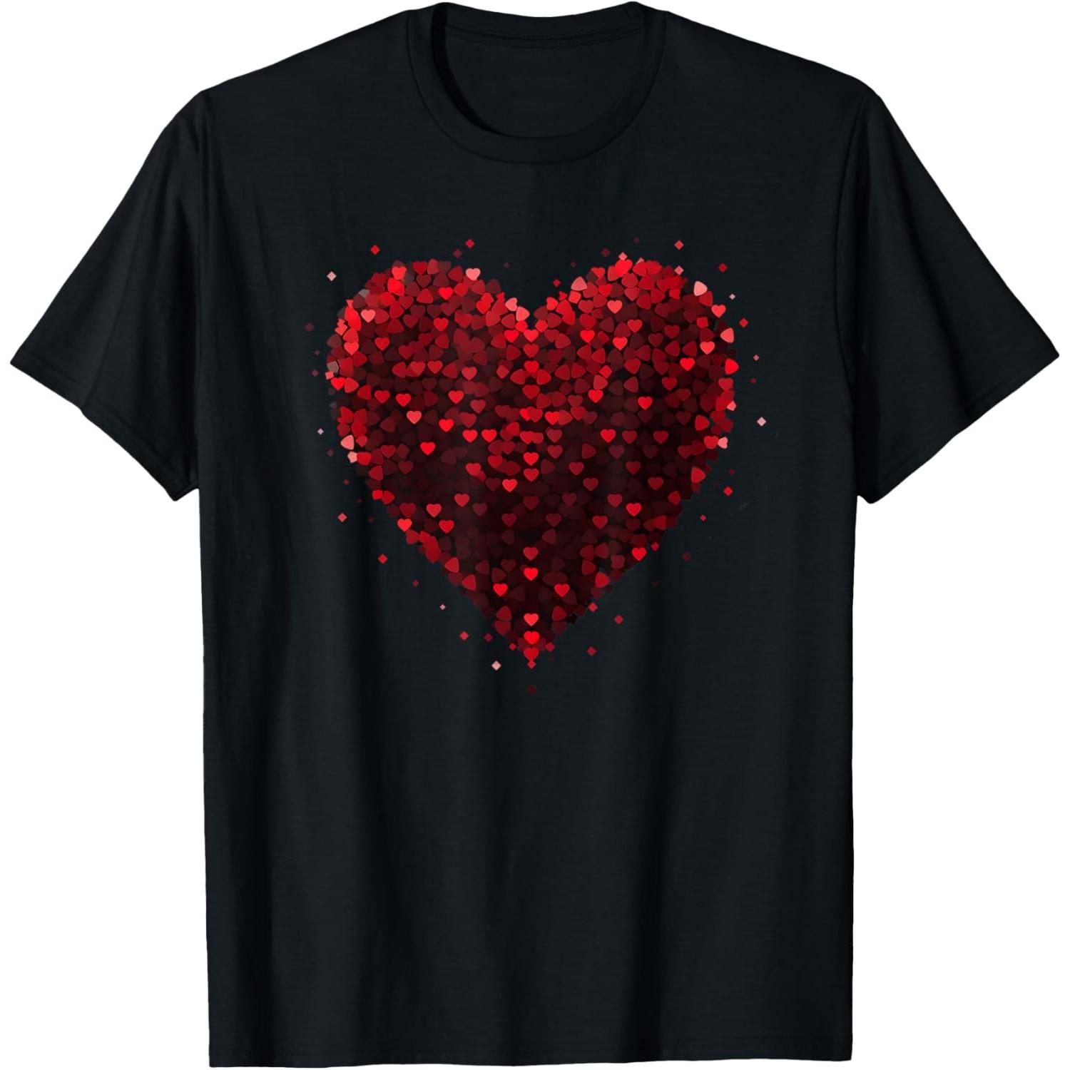 Love Heart Graphic Men s Cotton T-Shirt Breathable Round Neck Casual Summer Tee S