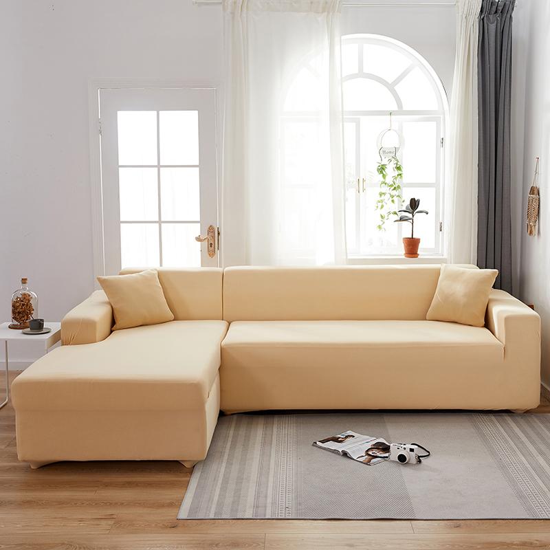 Solid Color Stretch Sofa Cover for Living Room Elastic Slipcovers  Couch Cover L Shape Armchair Cover Single/Two/Three/Four Seat