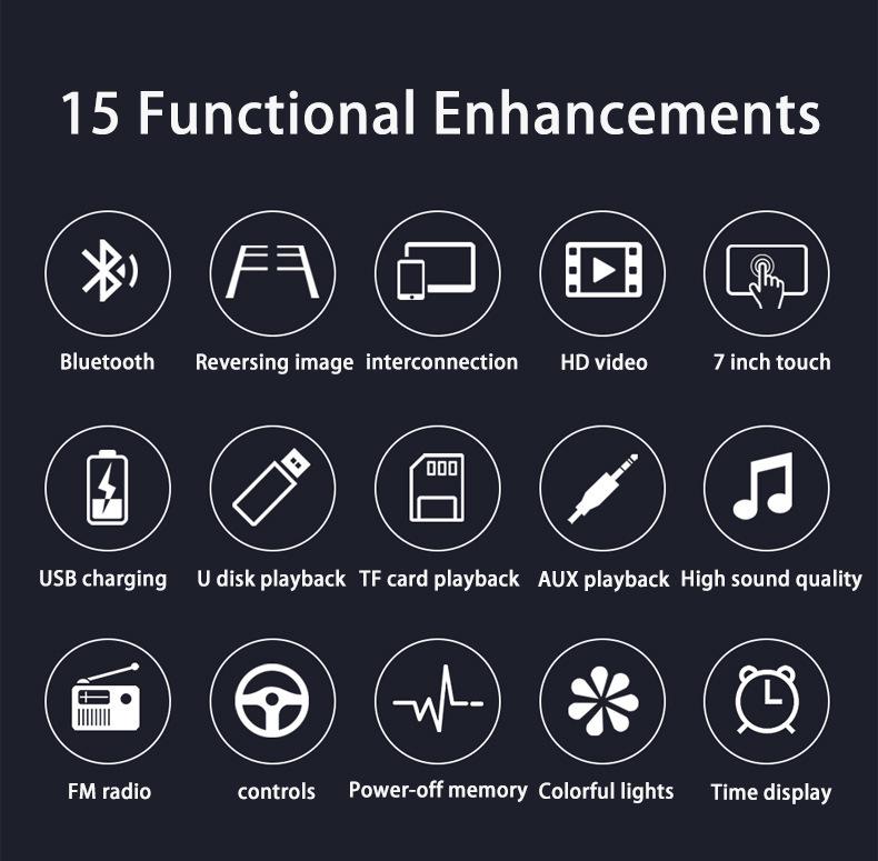 7-Inch Double Din Car Multimedia CarPlay Central Control Bluetooth Radio MP5 Player