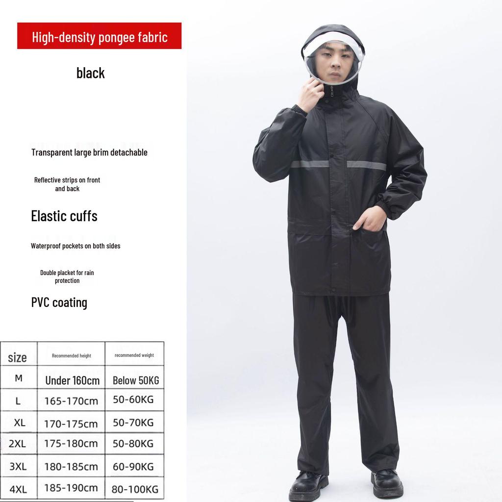 Reflective Raincoat and Pants Set for Electric Motorcycle Riding