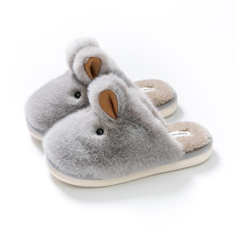 Jade Rabbit Cotton Slippers Female Winter Cute Cartoon Stroking Cats Sense Home Couple Parent-child Men Cotton Slippers Home