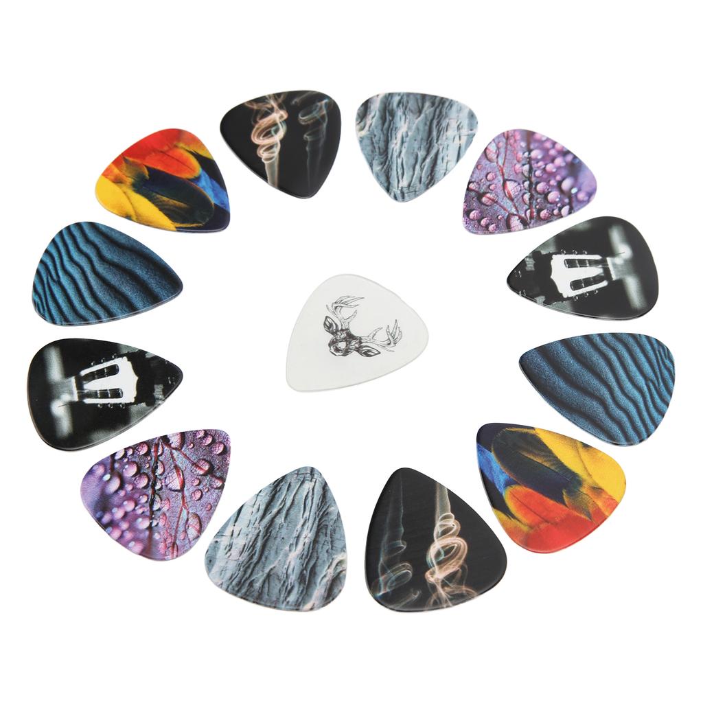 13 Pcs Guitar Picks Medium Celluloid Guitar Plectrums with Box Instrument AccessoriesTexture