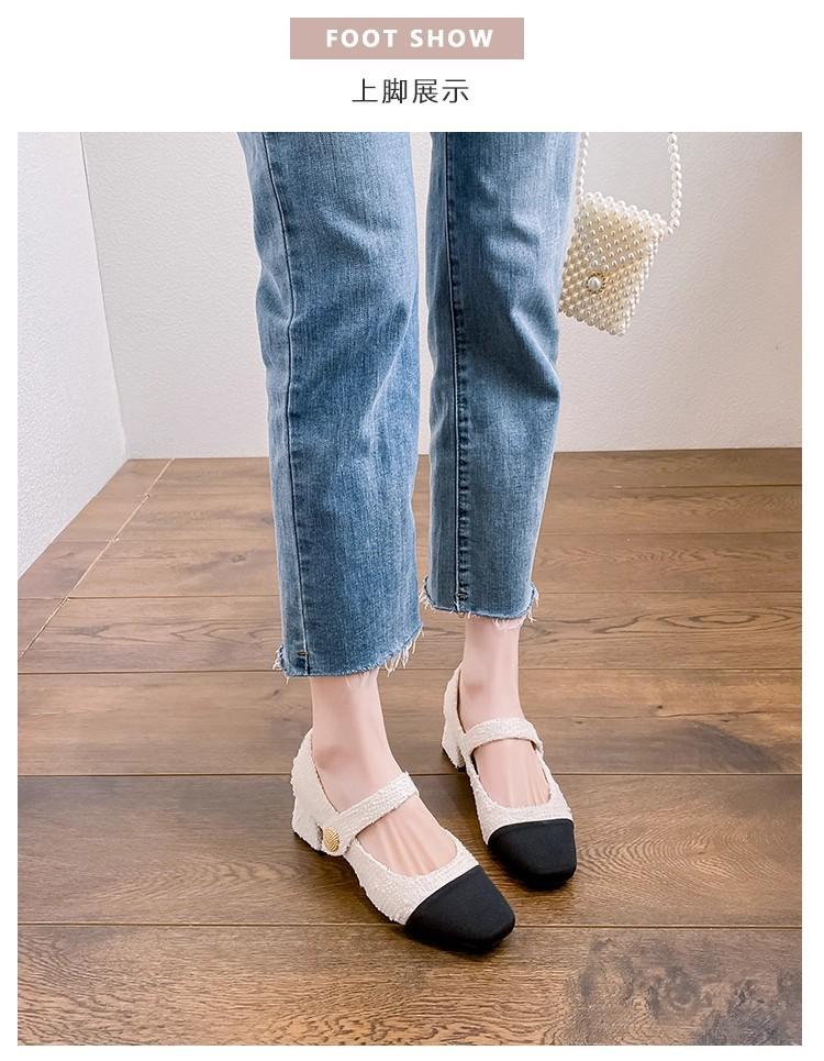 Xiaoxiangfeng Color Matching Thick Heel Mary Jane Fashion Single Shoes Women's 2025 Spring and Autumn New French Square Head Medium High Heels