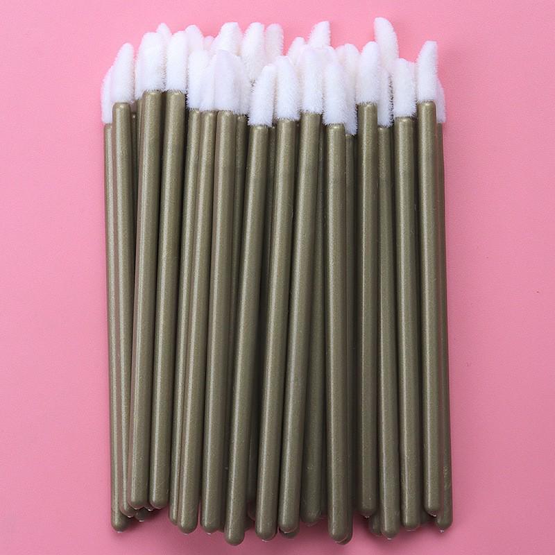50-Pack Disposable Lip Brushes - Portable Solid Lipstick, Lip Gloss, and Makeup Cleaning Swabs