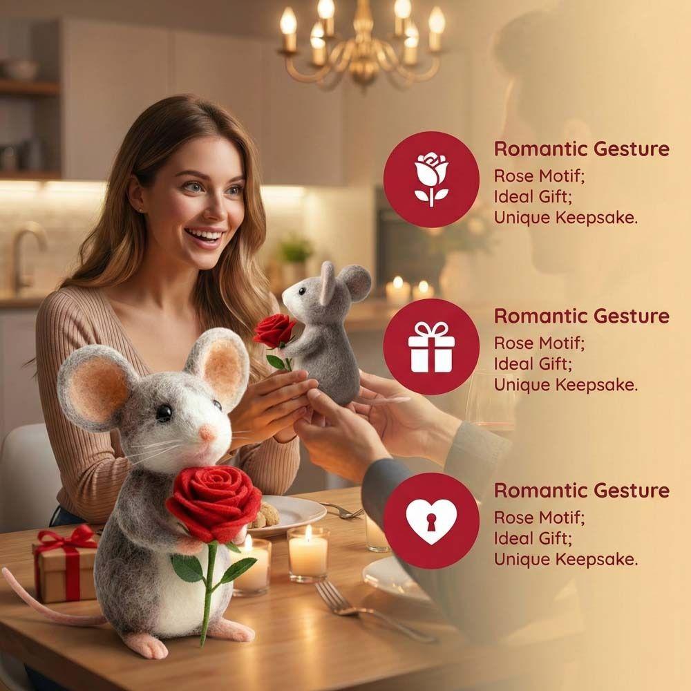 Handmade Felt Valentine's Day Felt Mouse Wool Felt Valentines Day Decor Christmas Tree