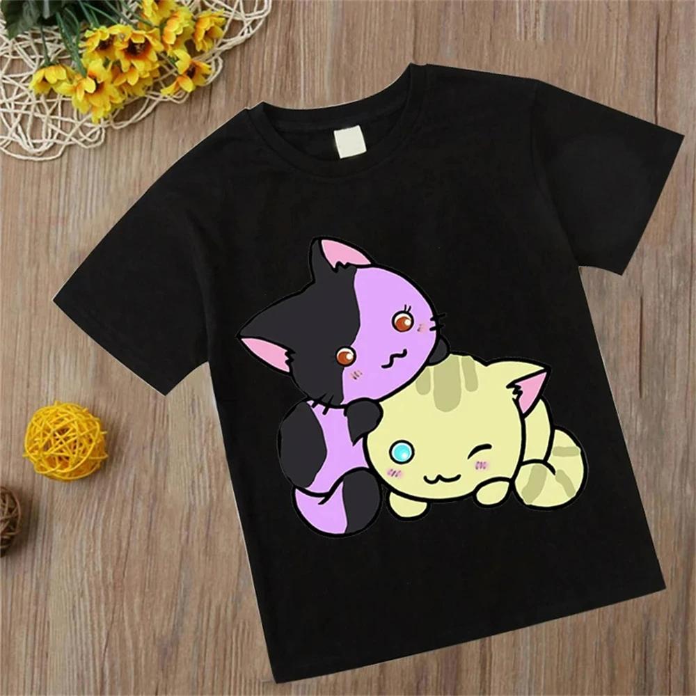 Kinder T-Shirts Cartoon Anime Katze Druck Tops für Mädchen Jungen Aphmau Outfits Damen T-Shirts Modische Kinderbekleidung