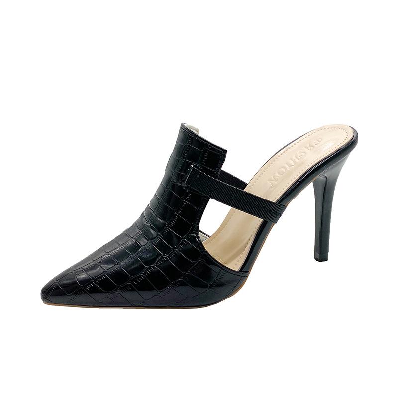 Fashion Comemore Women's Fashion Large Size Slippers Summer New Pointed Head Shallow Hollow Breathable Super High Heel Slides Shoes