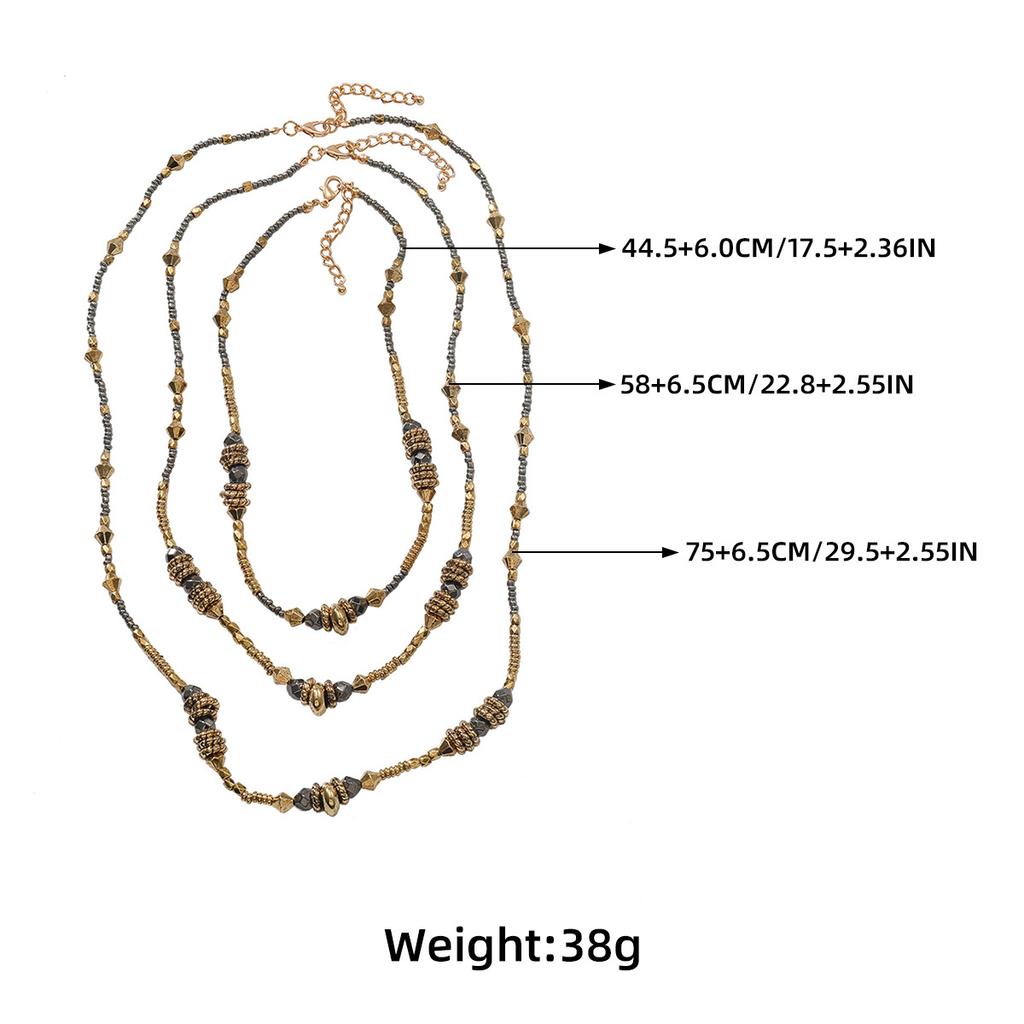 3Pcs/set Vintage Multi-layer Stone Beaded Necklaces for Women Fashion Jewelry Neck Accessories