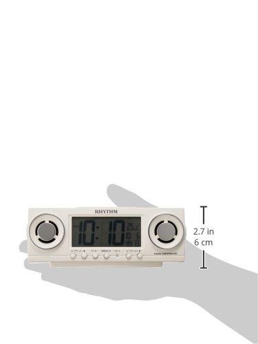 RHYTHM Loud Alarm Clock, Radio-Controlled, Digital, 20 Sounds & Double Alarm, Fit Butler Juke, White