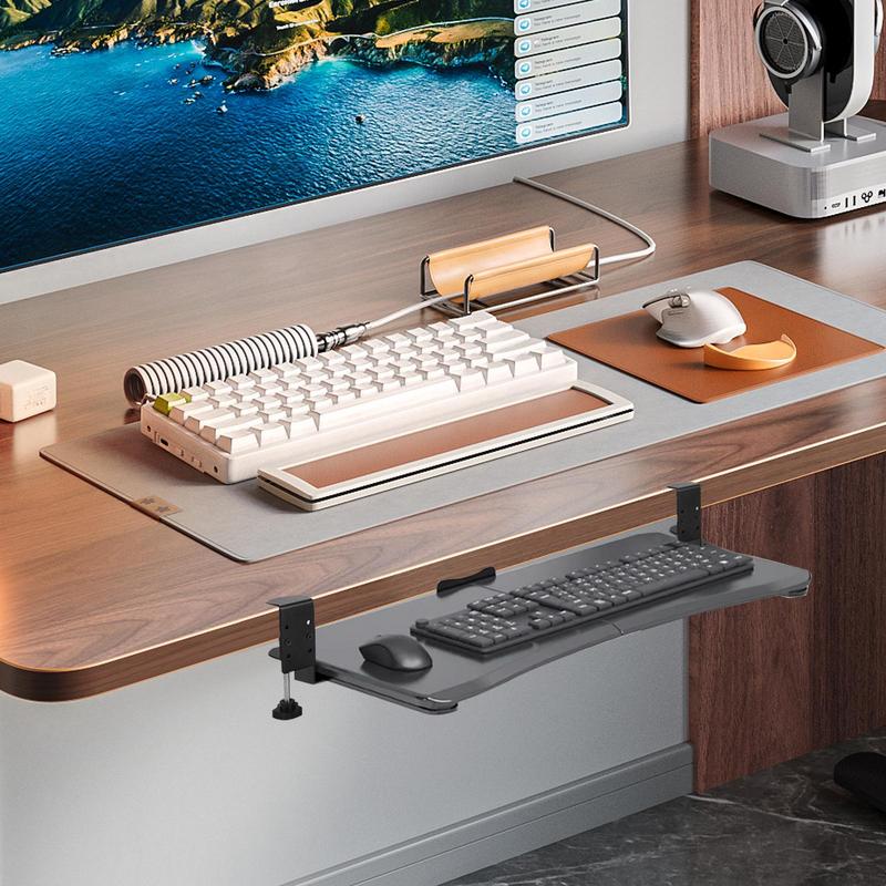 Under Desk Keyboard Tray Under Desk Mounted Keyboard Holder Slide-Out Keyboard Drawer Keyboard Shelf Sliding Under Desk Mounted