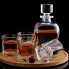 Glass Decanter with Airtight Geometric Stopper - Whiskey Decanter for Wine, Bourbon, Brandy, Liqueur, Juice, Water, and Mouthwash - Italian Lead-Free