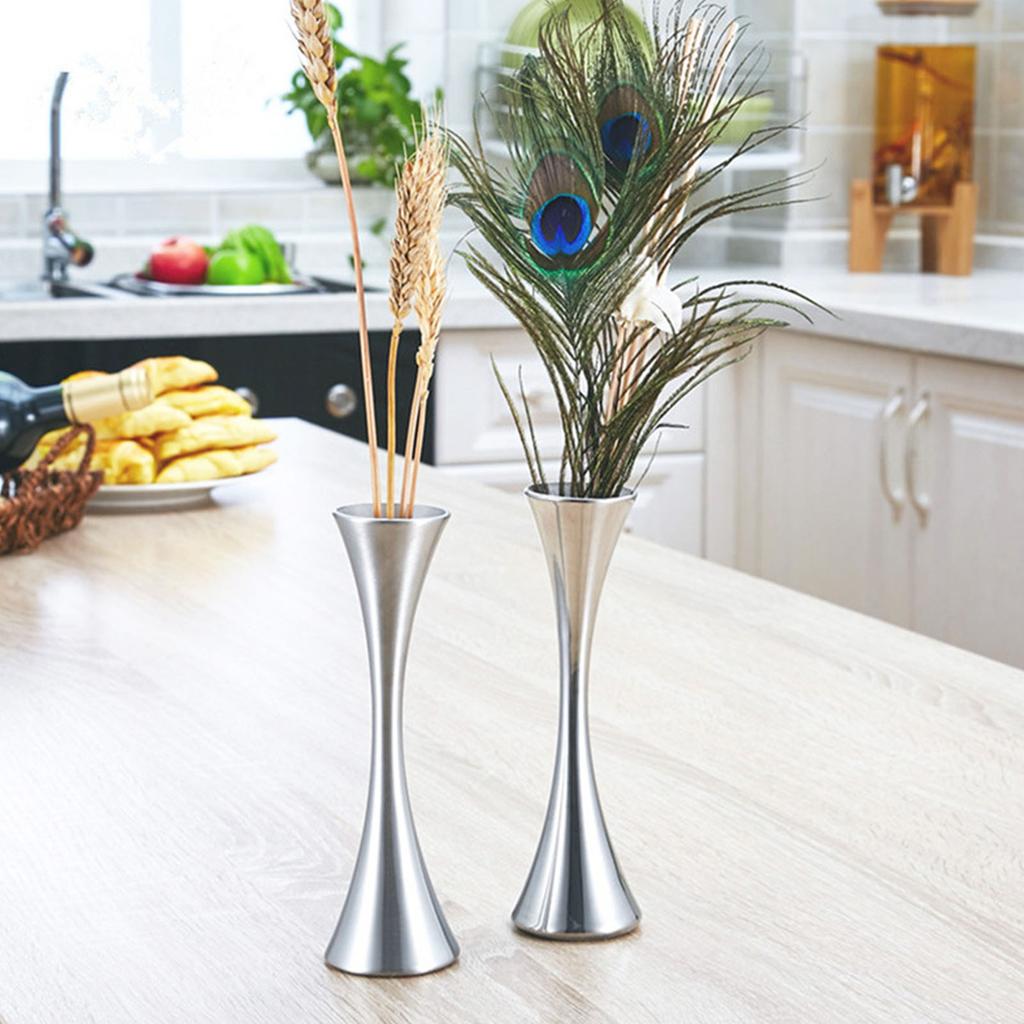 Stainless Steel Vase Innovative Elegant Modern Round Mouth Metal Flower Vase for Living Room Table Metal Flower Vase