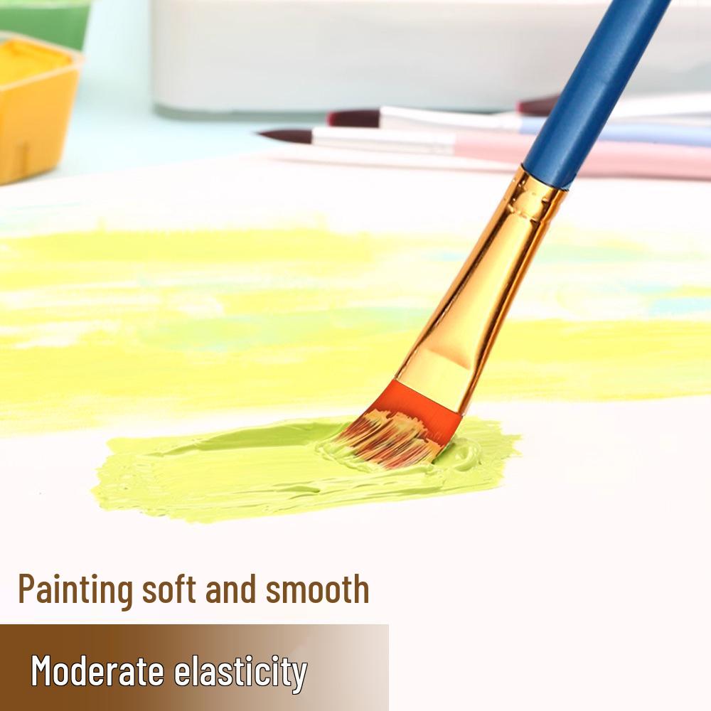 10-Piece Nylon Paintbrush Set with Plastic Handles for Oil, Watercolor, and Gouache Painting