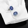 Circular Blue Drip Cufflinks for Men's French-style Shirts, Business Cufflinks, Alloy