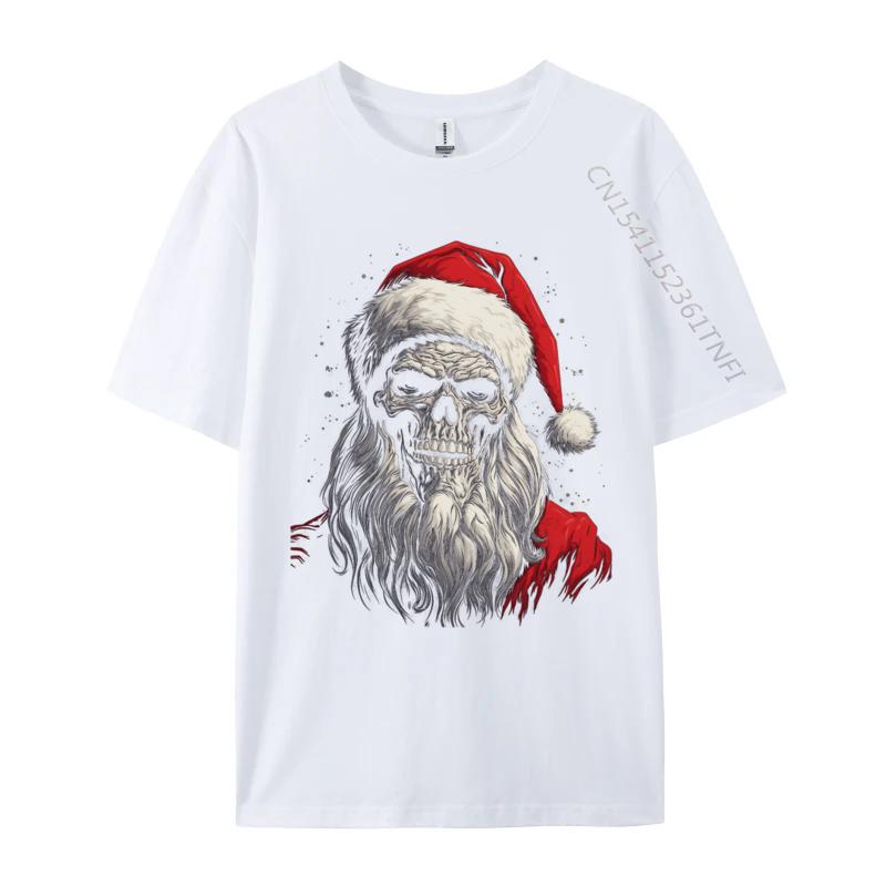 Christmas Skull Santa Claus Xmas Holiday Winter Season T Shirts Men's Harajuku T Shirt Cotton Oversized Tshirt Tee Top