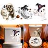 Halloween Toilet Lid Covers Sticker, Ghost And Skeleton Print Decals, Waterproof PVC Easy Bathroom Decals Peel Stick Spooky Stickers, for Seats Tiles