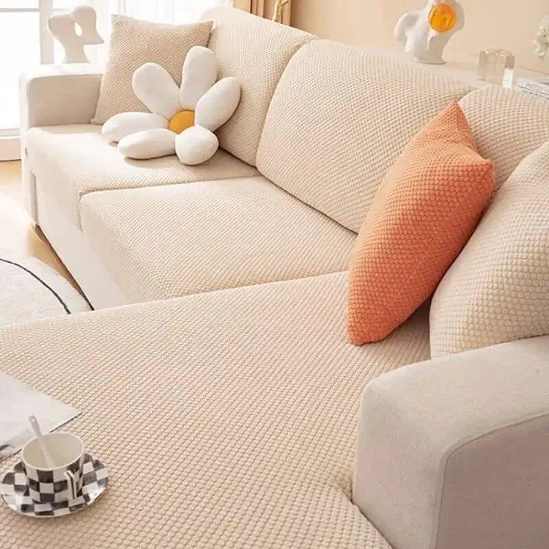 Stretch Washable L-Shaped Corner Sofa Mattress Polar Fleece Couch Cushion Slipcover Chaise Lounge Covers