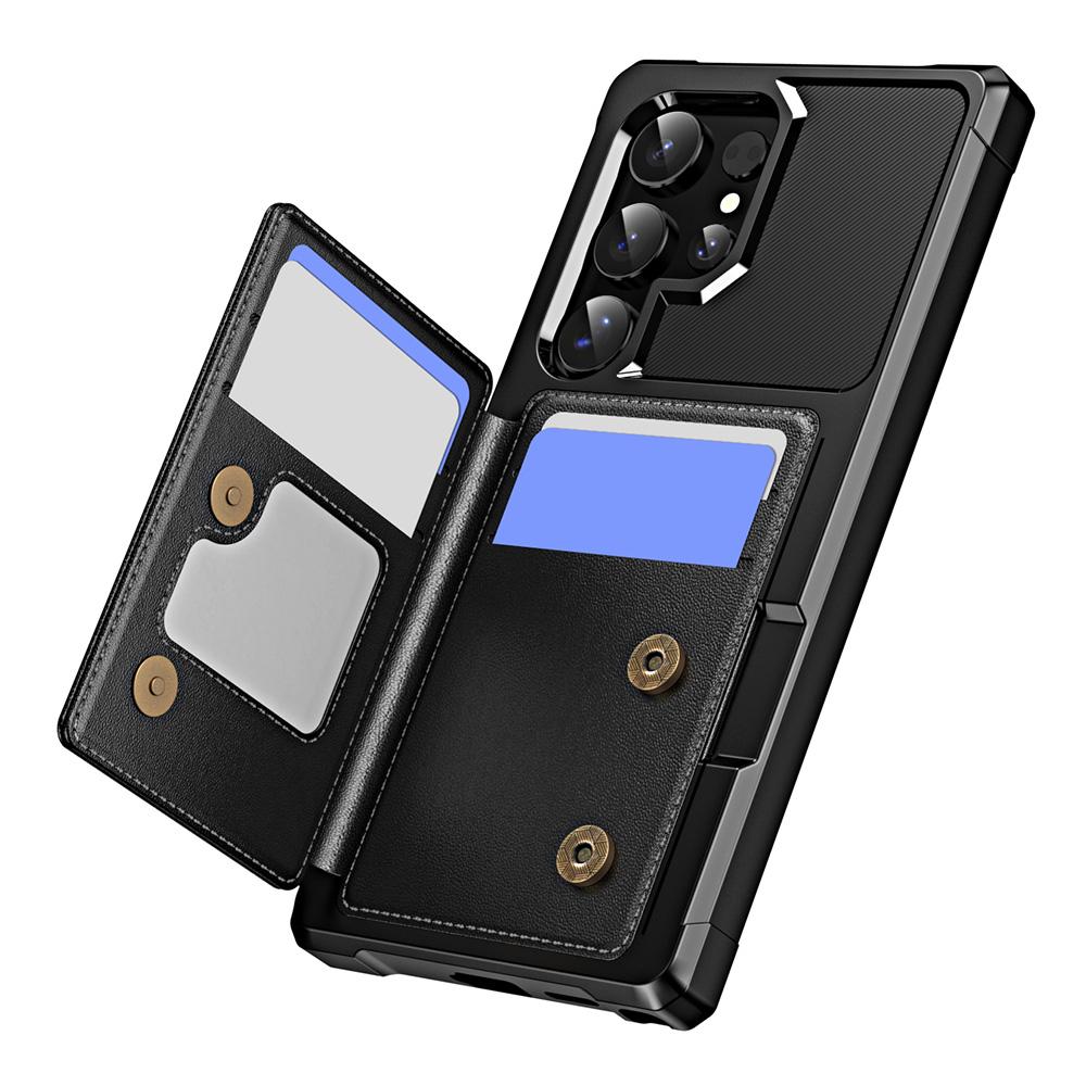 For Samsung Galaxy S24 Ultra Case Card Slot Kickstand Leather+TPU Reinforced Corner Phone Cover