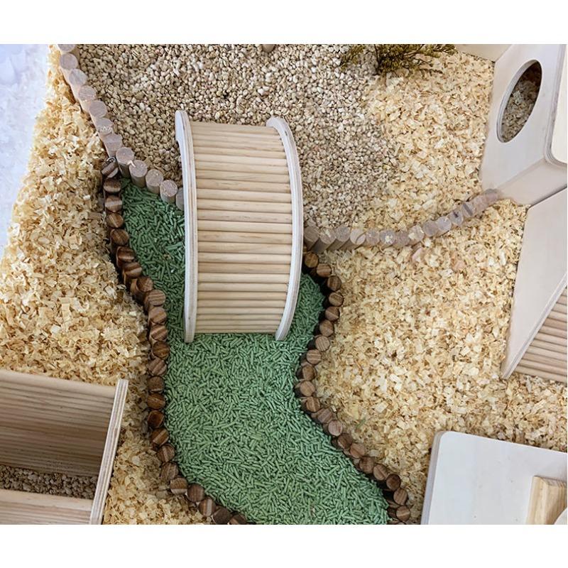 Solid Wood Hamster Furnishings Djungarian Hamster Toy Decoration Squirrel Climbing Stairs Fence Landscape Partition Rope Ladder