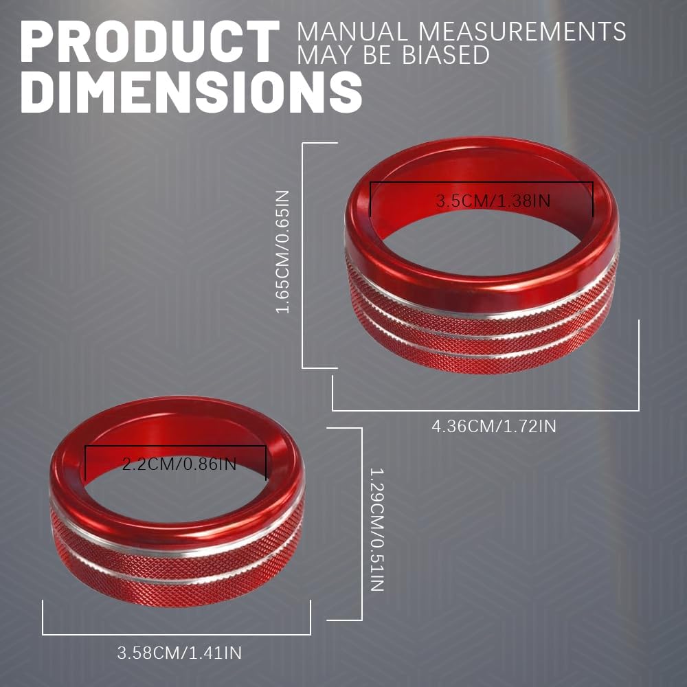 3PCS Air Conditioner Switch Button Knob Cover, Aluminum Alloy Knob Ring Trim Cover, Climate Control Knob Covers, Auto Accessories Compatible With