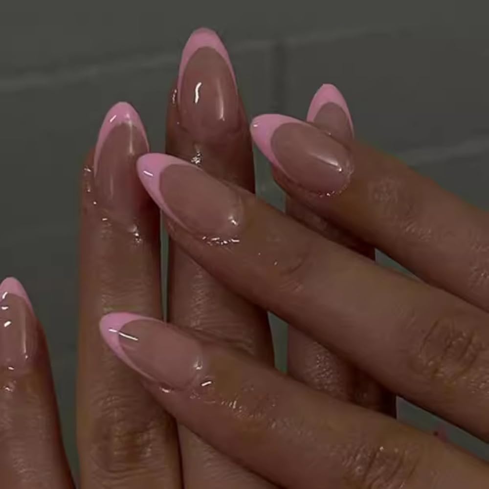 24PCS Red French-Edge Short Oval False Nails With Cherry Design And Reusable Acrylic False Nails Are Suitable For Daily Wear