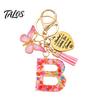 Talos Keychain Pendant, Sequins Initial Letter Charm Key Chain with Butterfly Tassel Stainless Steel Heart Design, A-Z Holder for Bag Purse Backpack