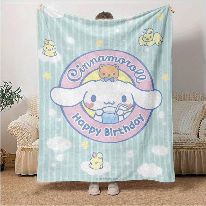 1pc Cinnamoroll's Sweet Birthday Celebration Blanket, Seasonal Universal Home Decorative Throw Blanket, Living Room, Travel, Camping, Car Blankets, Be