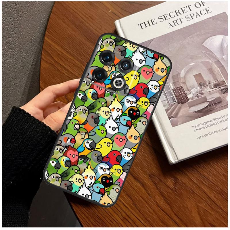 Cartoon Cockatiel Collage Case For OnePlus 13T 13R 12R 10R 15 13 12 11 8T 10T Nord CE 4 3 2 Lite N20 N30 Nord 5 Cover