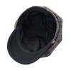 Retro plaid octagonal hat women's autumn and winter woolen splicing newsboy hat short brim painter hat versatile face hat