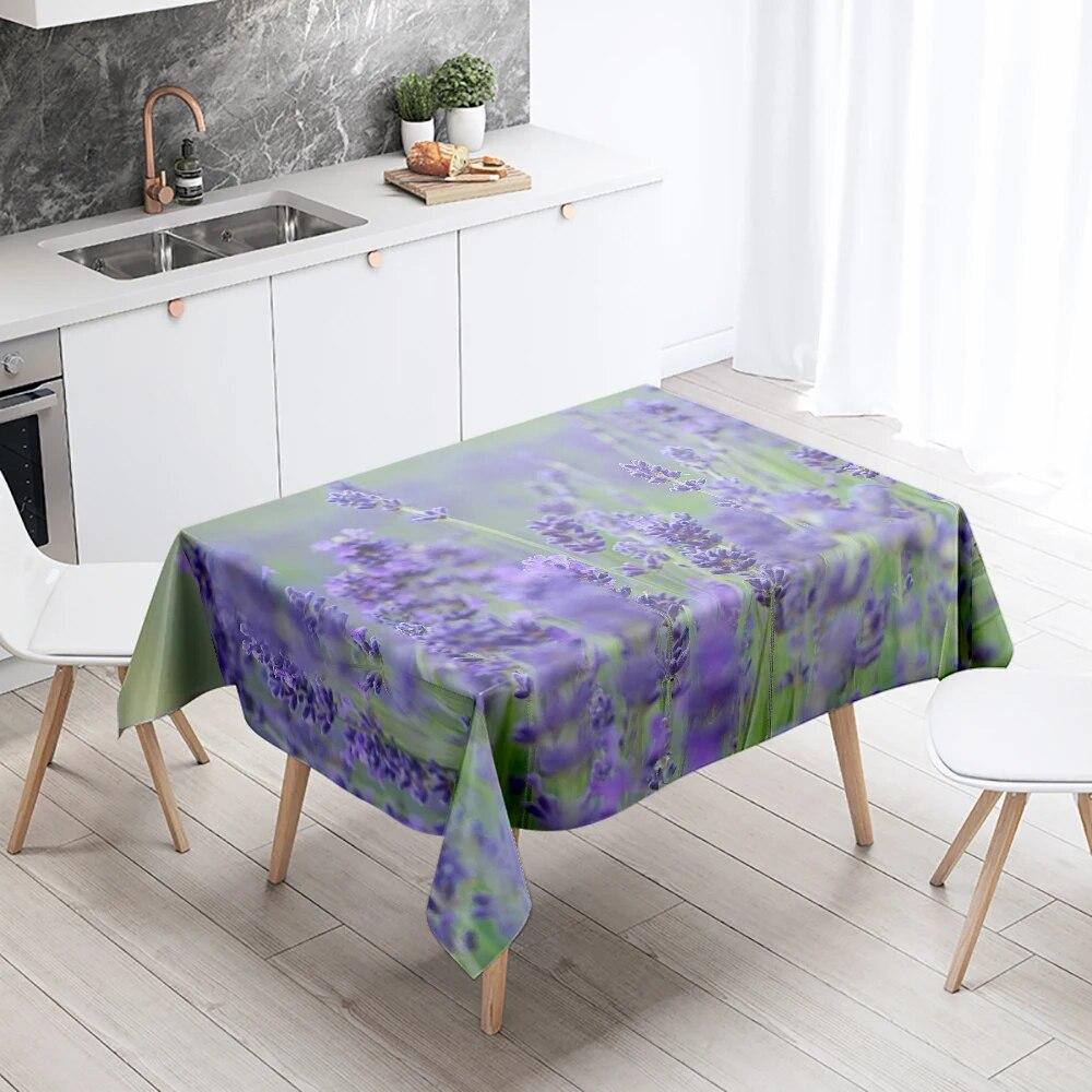 Colorful Flower Tablecloth Floral Anti-Stain Waterproof Rectangular Kitchen Dining Table Home Decoration