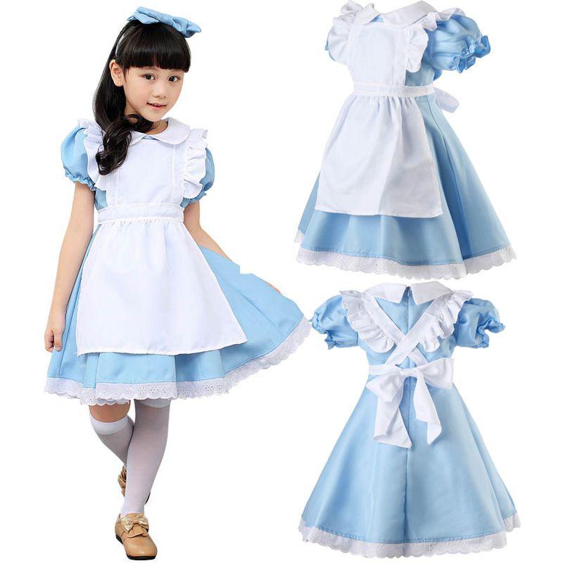 Wonderland Alice In Costume Halloween Maid Kids Lolita Fancy Cosplay Dress