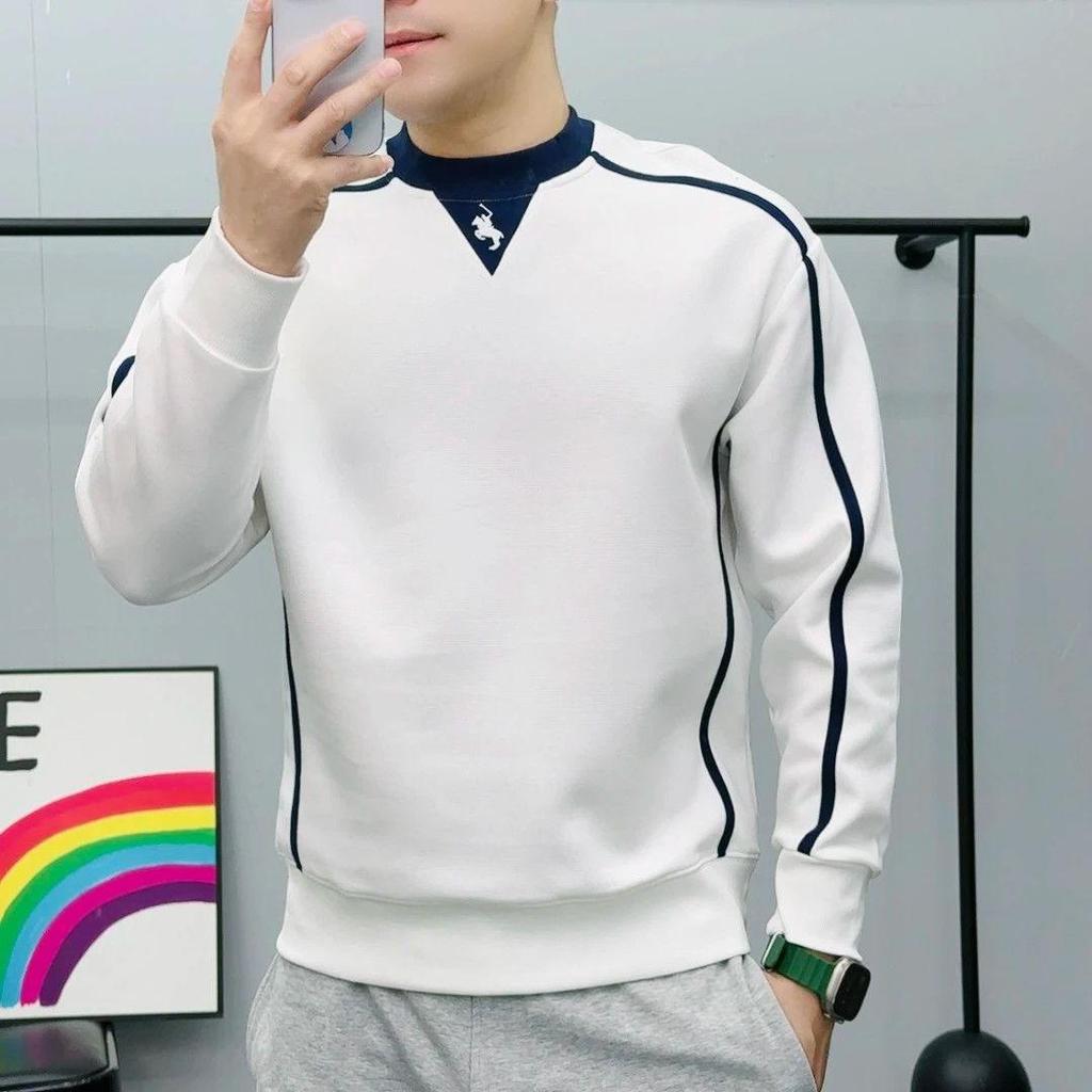 Herren Hoodie mit Farbblock und besticktem Kriegspferd: Europäisches Trendiges Langarmtop