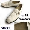 Monk Strap Suede Leather Shoes 45 28-28.5 White Beige