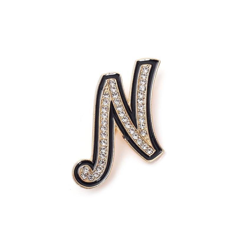 Fashion Women Rhinestone Brooch A-Z English Letter Metal Corsage Pins Crystal Alphabet Jewelry Shirt Clothes Accessories Gift