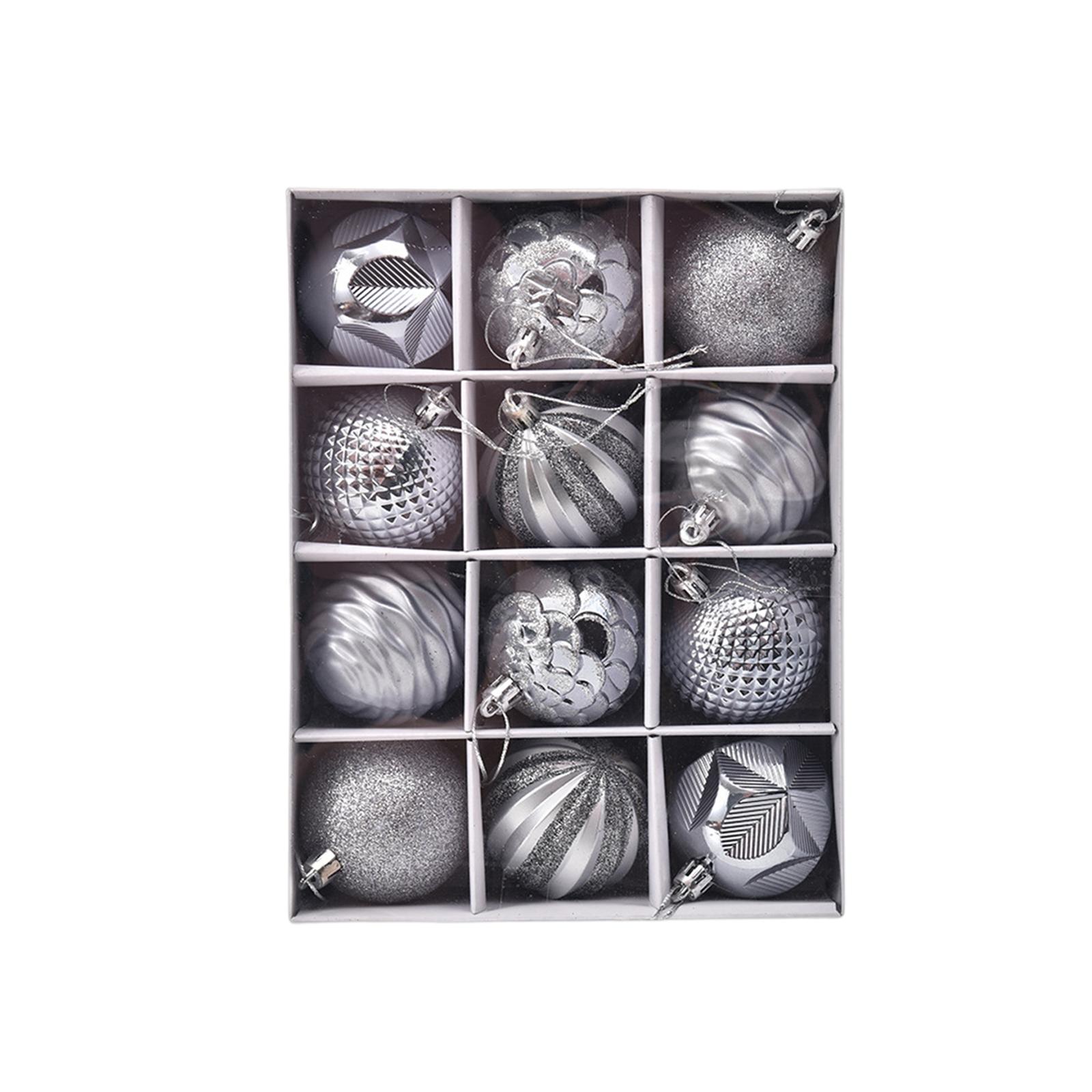 

12 шт. Рождественские шары 2,36 дюйма Небьющиеся пластиковые украшения для рождественской елки Подвеска Декоративные рождественские шары для елки Праздничные One Size серебряный