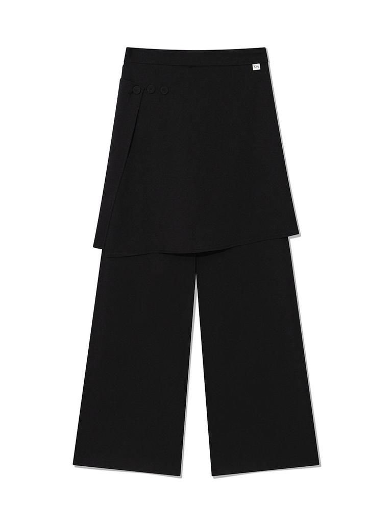 Eogeulliswedou Flare Skirt Pants (Black)