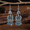 Vintage Zarte Blume Boho Hängeohrringe Für Frauen Retro Bohemian Strass Kristall Hochzeitsohrringe Pendientes Mujer